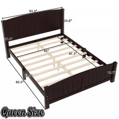 Bellemave® Solid Wood Platform Bed with Support Slats and Strong Structure, No Box Spring Needed - Bellemave