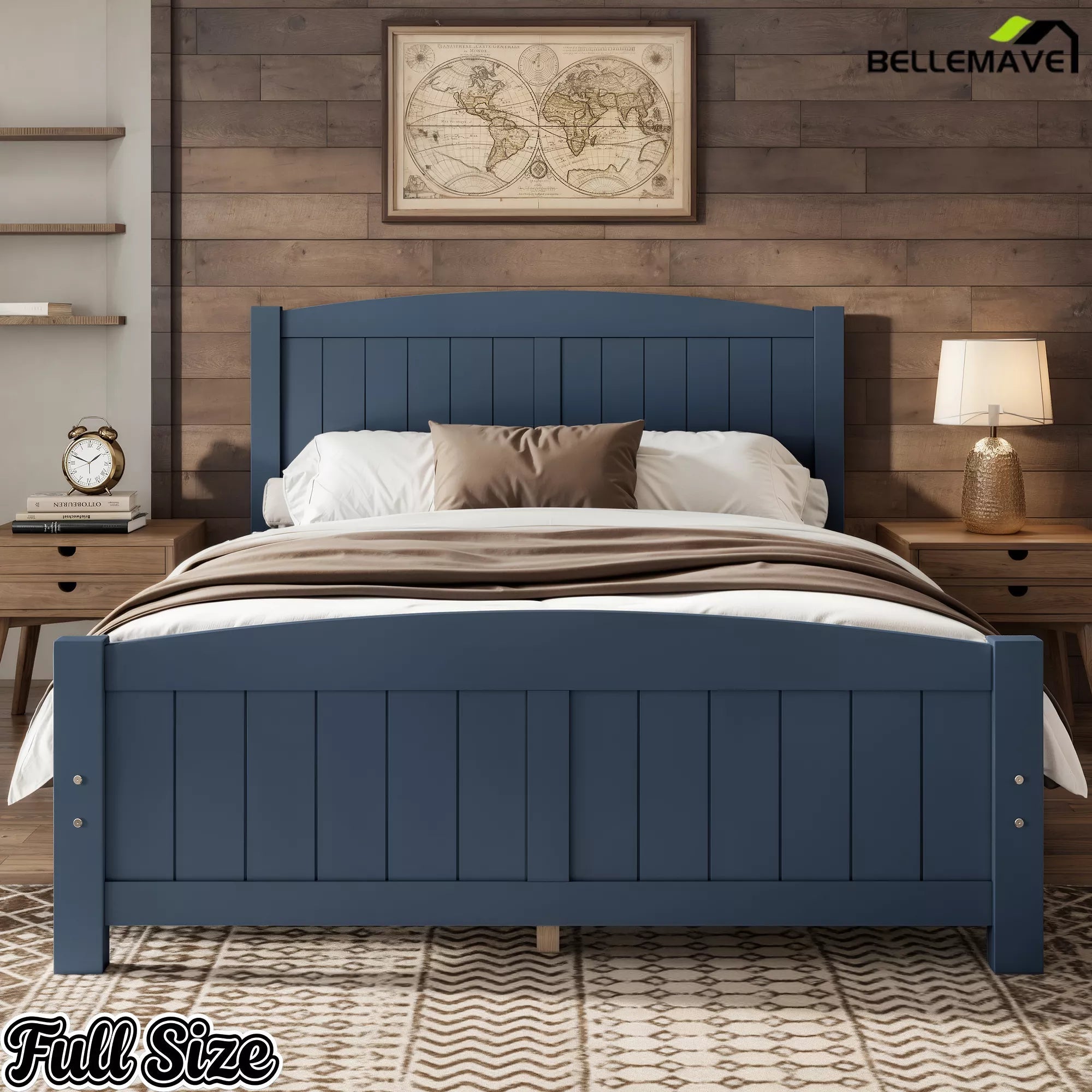 Bellemave® Solid Wood Platform Bed with Support Slats and Strong Structure, No Box Spring Needed - Bellemave