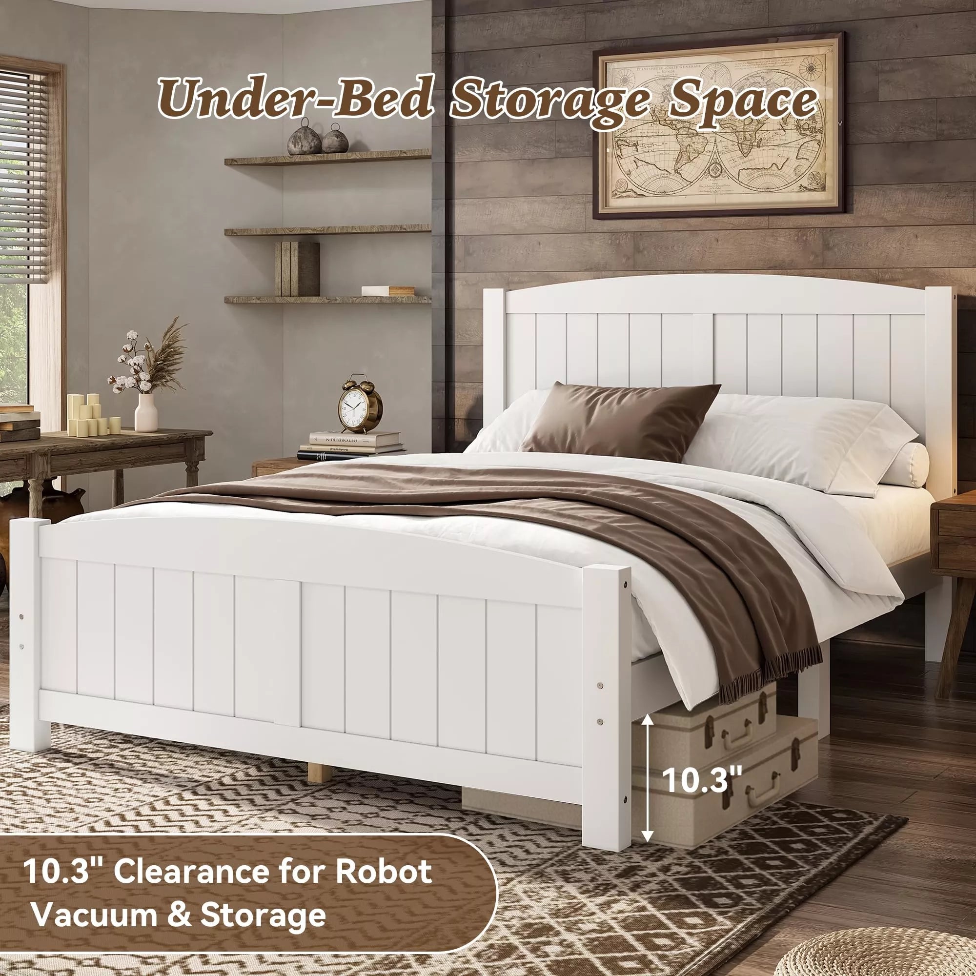 Bellemave® Solid Wood Platform Bed with Support Slats and Strong Structure, No Box Spring Needed - Bellemave