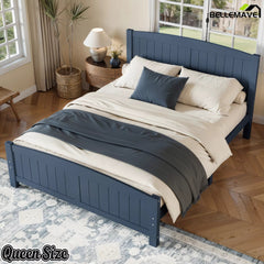 Bellemave® Solid Wood Platform Bed with Support Slats and Strong Structure, No Box Spring Needed - Bellemave