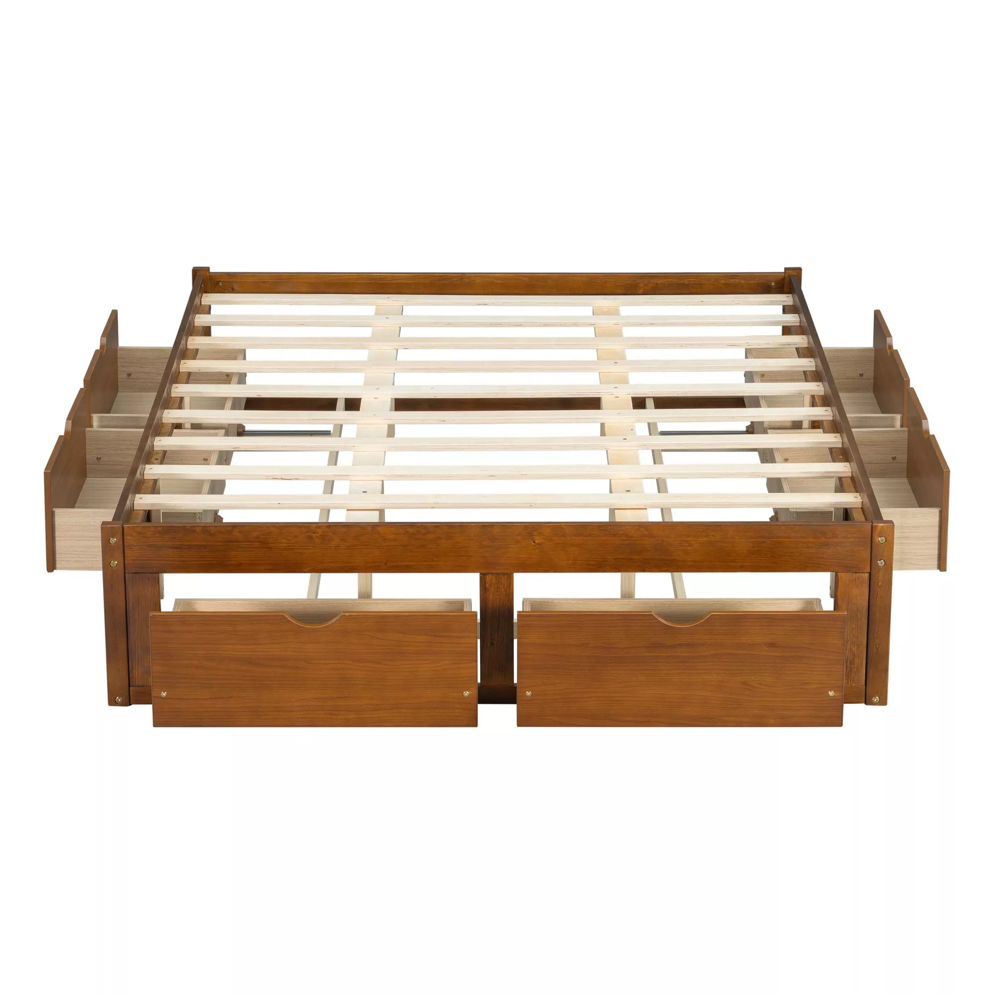 Bellemave® Solid Wood Platform Storage Bed with 6 Drawers, Pine Wood Storage Bed Frame - Bellemave