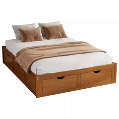 Bellemave® Solid Wood Platform Storage Bed with 6 Drawers, Pine Wood Storage Bed Frame - Bellemave