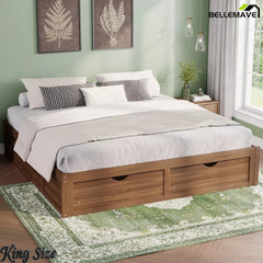 Bellemave® Solid Wood Platform Storage Bed with 6 Drawers, Pine Wood Storage Bed Frame - Bellemave