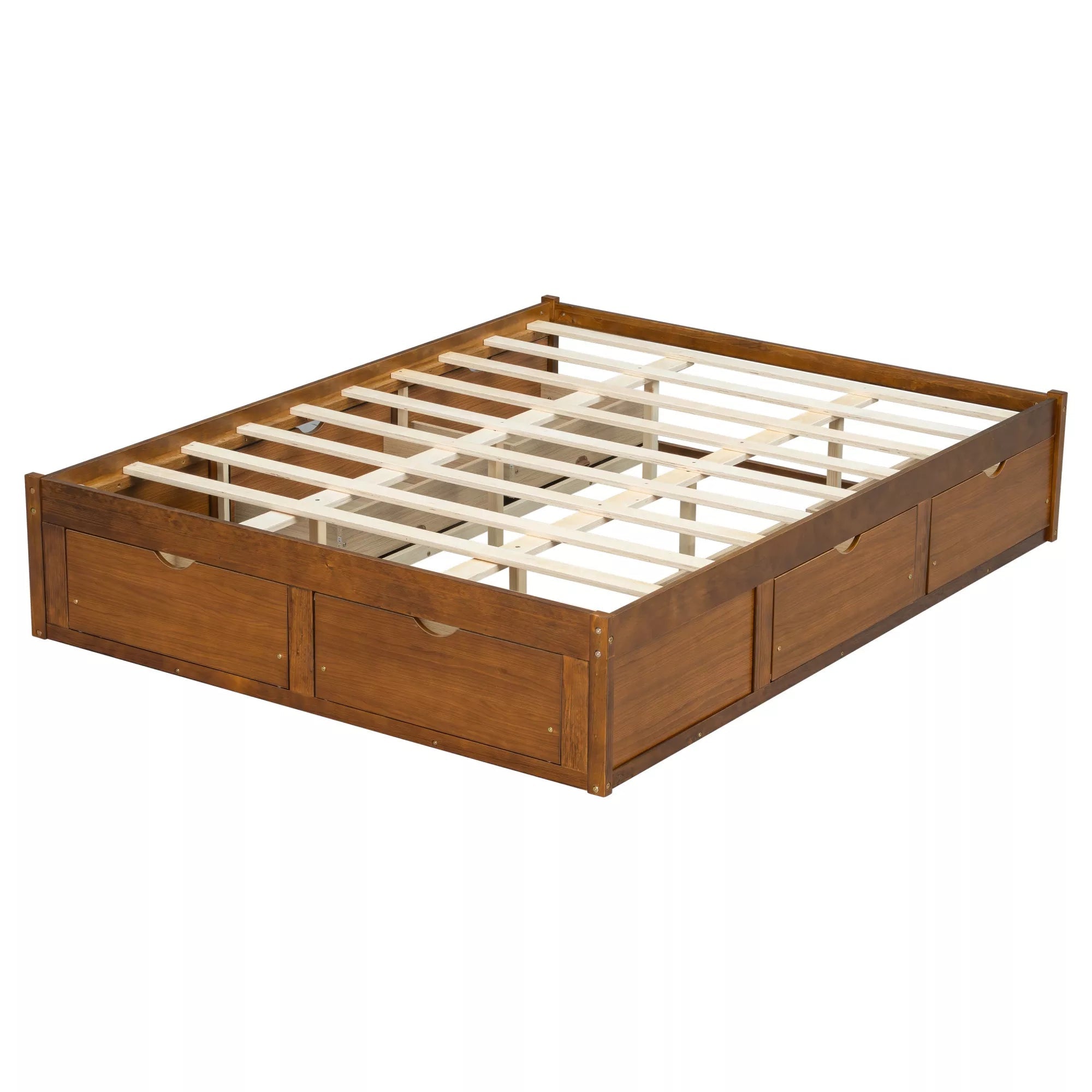 Bellemave® Solid Wood Platform Storage Bed with 6 Drawers, Pine Wood Storage Bed Frame - Bellemave