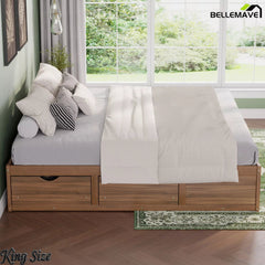 Bellemave® Solid Wood Platform Storage Bed with 6 Drawers, Pine Wood Storage Bed Frame - Bellemave