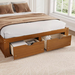 Bellemave® Solid Wood Platform Storage Bed with 6 Drawers, Pine Wood Storage Bed Frame - Bellemave