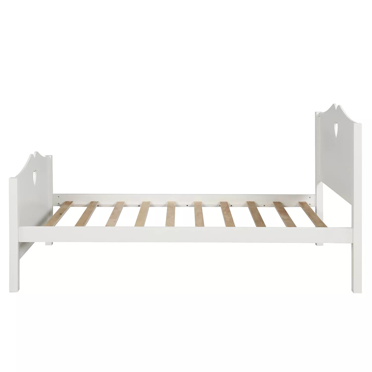 Bellemave® Solid Wood Twin Bed Frame for Girls,White Twin Princess Platform Bed Frame with Headboard/Footboard/Wood Slat Support - Bellemave