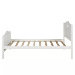 Bellemave® Solid Wood Twin Bed Frame for Girls,White Twin Princess Platform Bed Frame with Headboard/Footboard/Wood Slat Support - Bellemave