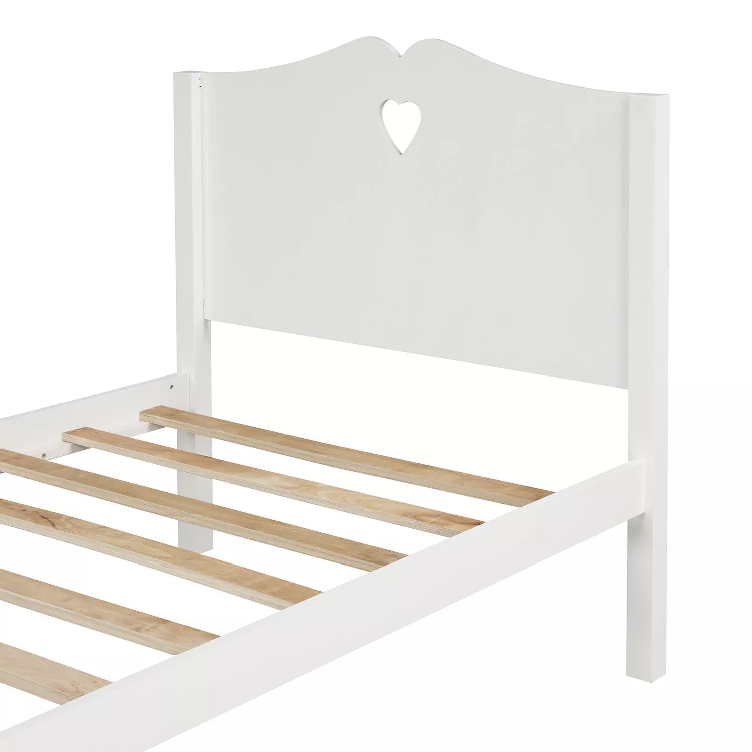 Bellemave® Solid Wood Twin Bed Frame for Girls,White Twin Princess Platform Bed Frame with Headboard/Footboard/Wood Slat Support - Bellemave