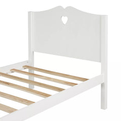 Bellemave® Solid Wood Twin Bed Frame for Girls,White Twin Princess Platform Bed Frame with Headboard/Footboard/Wood Slat Support - Bellemave