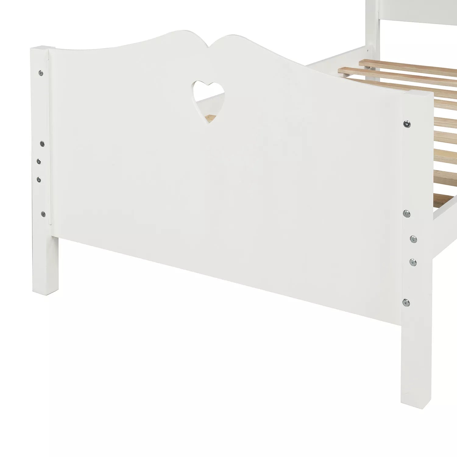 Bellemave® Solid Wood Twin Bed Frame for Girls,White Twin Princess Platform Bed Frame with Headboard/Footboard/Wood Slat Support - Bellemave
