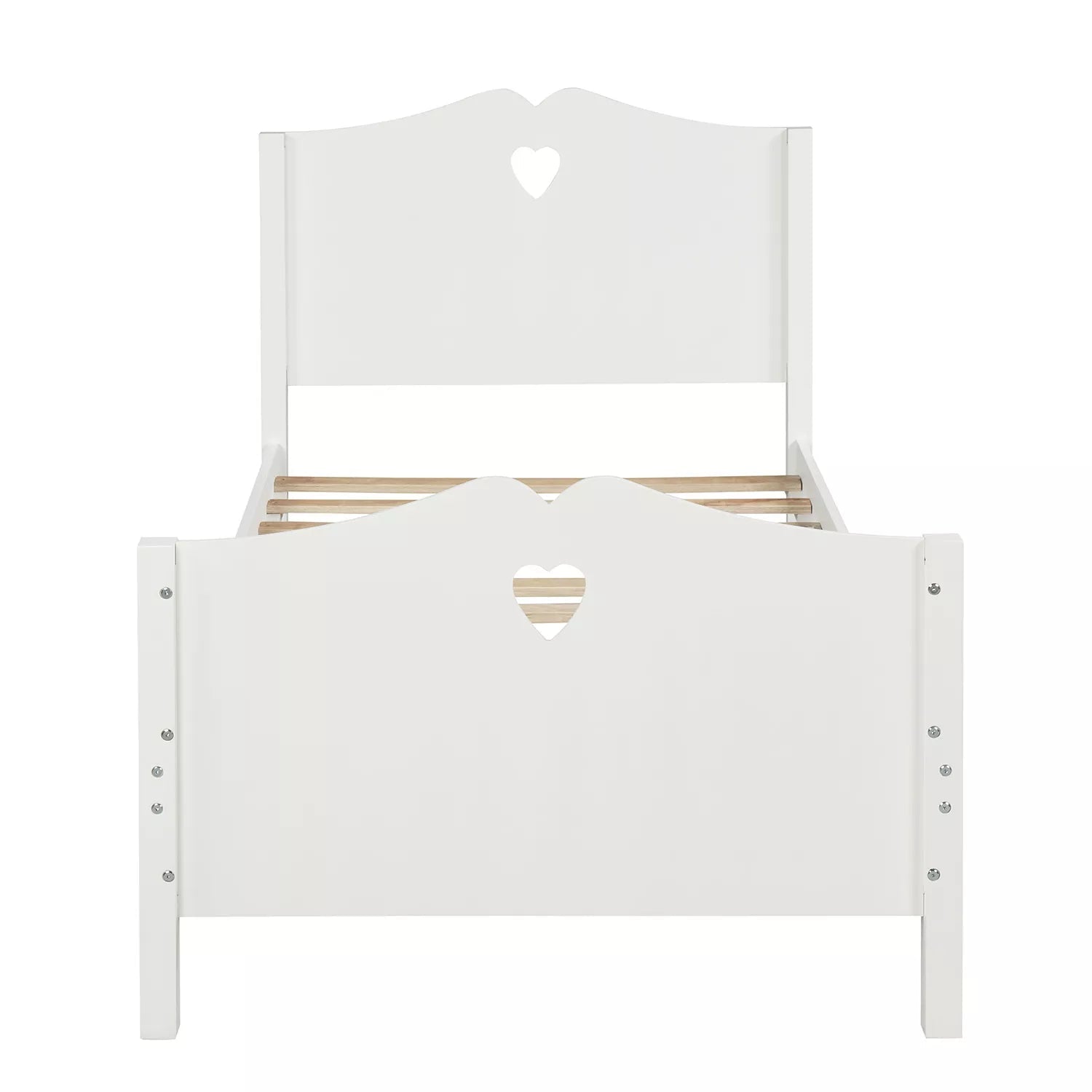 Bellemave® Solid Wood Twin Bed Frame for Girls,White Twin Princess Platform Bed Frame with Headboard/Footboard/Wood Slat Support - Bellemave