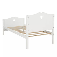 Bellemave® Solid Wood Twin Bed Frame for Girls,White Twin Princess Platform Bed Frame with Headboard/Footboard/Wood Slat Support - Bellemave