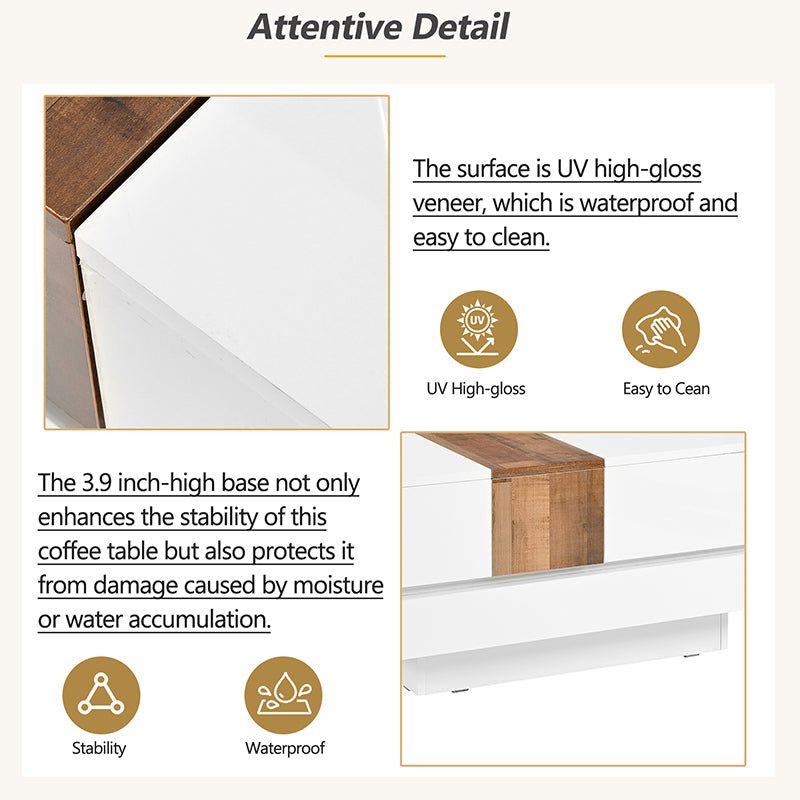 Bellemave® Square Coffee Table with Sliding Table Top with Hidden Storage Compartment - Bellemave