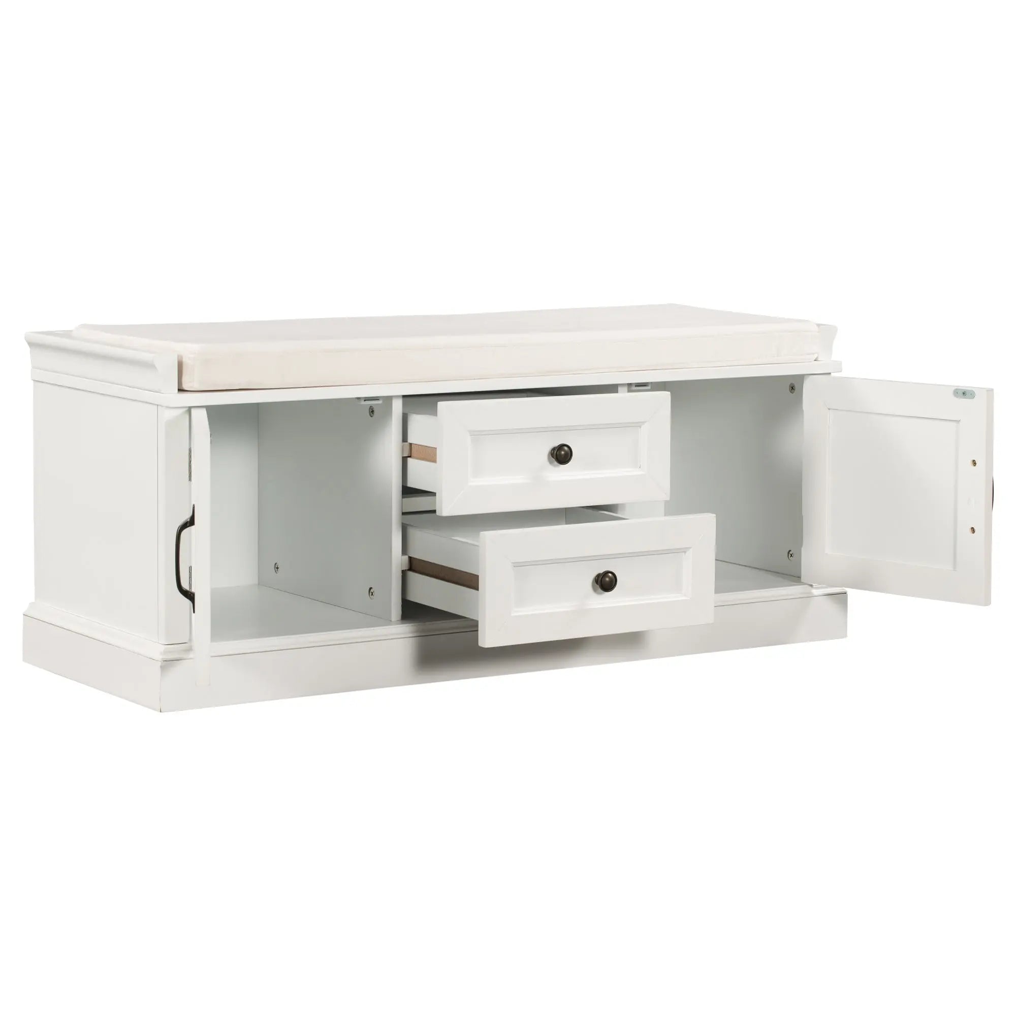 Bellemave® Storage Bench with 2 Drawers and 2 Cabinets - Bellemave