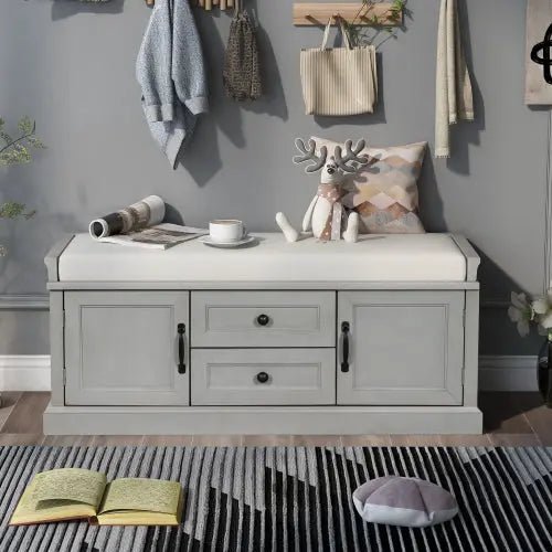 Bellemave® Storage Bench with 2 Drawers and 2 Cabinets - Bellemave
