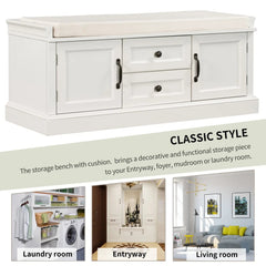 Bellemave® Storage Bench with 2 Drawers and 2 Cabinets - Bellemave