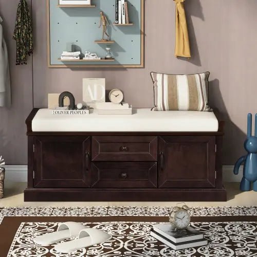Bellemave® Storage Bench with 2 Drawers and 2 Cabinets - Bellemave