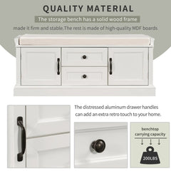 Bellemave® Storage Bench with 2 Drawers and 2 Cabinets - Bellemave