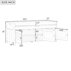 Bellemave® Storage Bench with 3 Shutter - shaped Doors, Shoe Bench with Removable Cushion and Hidden Storage Space - Bellemave