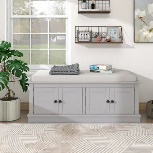 Bellemave® Storage Bench with 4 Doors and Adjustable Shelves - Bellemave