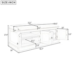Bellemave® Storage Bench with 4 Doors and Adjustable Shelves - Bellemave