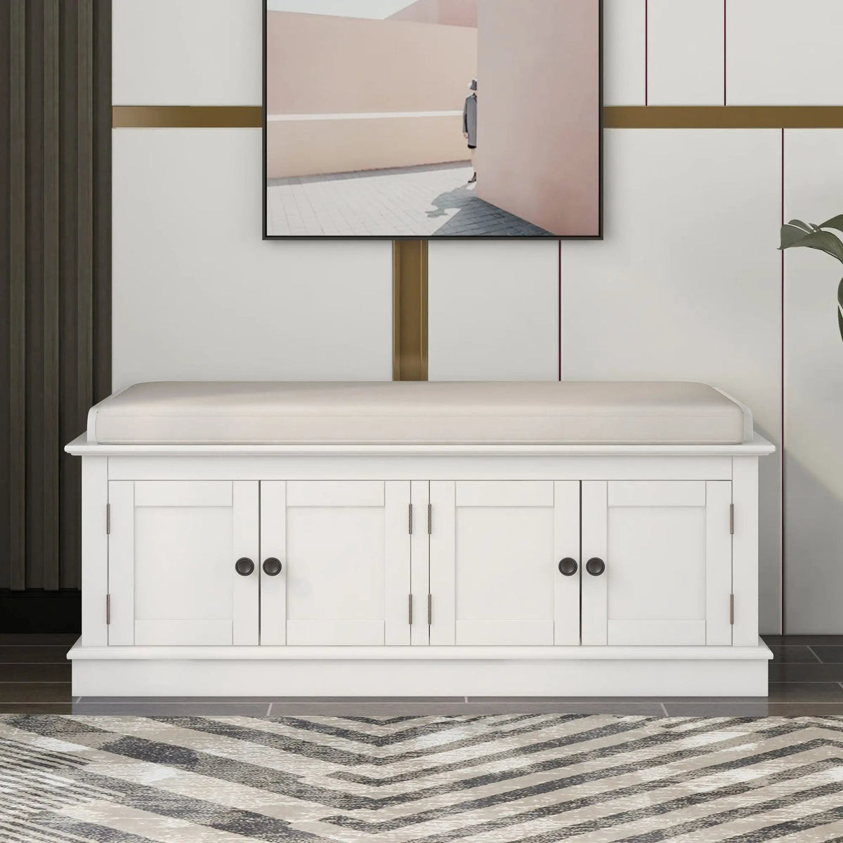 Bellemave® Storage Bench with 4 Doors and Adjustable Shelves - Bellemave
