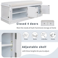 Bellemave® Storage Bench with 4 Doors and Adjustable Shelves - Bellemave