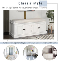 Bellemave® Storage Bench with 4 Doors and Adjustable Shelves - Bellemave