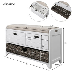Bellemave® Storage Bench with Removable Basket and 2 Drawers - Bellemave