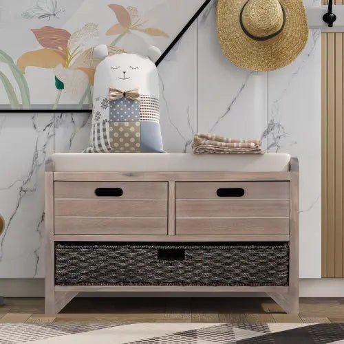 Bellemave® Storage Bench with Removable Basket and 2 Drawers - Bellemave