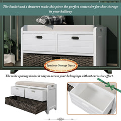 Bellemave® Storage Bench with Removable Basket and 2 Drawers - Bellemave