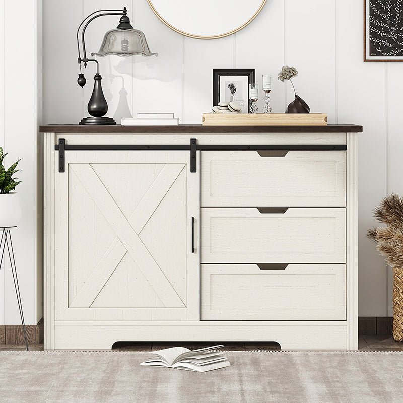 Bellemave® Storage Cabinet with Silent Sliding Doors and Three Drawers - Bellemave