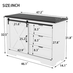 Bellemave® Storage Cabinet with Silent Sliding Doors and Three Drawers - Bellemave