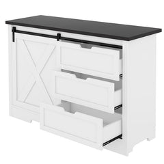 Bellemave® Storage Cabinet with Silent Sliding Doors and Three Drawers - Bellemave