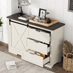 Bellemave® Storage Cabinet with Silent Sliding Doors and Three Drawers - Bellemave