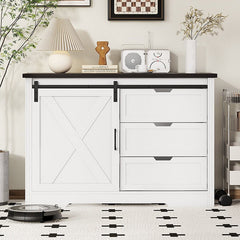 Bellemave® Storage Cabinet with Silent Sliding Doors and Three Drawers - Bellemave