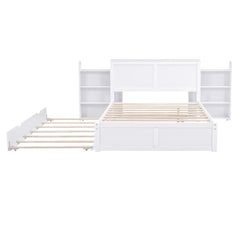 Bellemave® Storage Platform Bed with Pull Out Shelves and Trundle - Bellemave