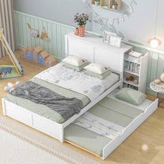 Bellemave® Storage Platform Bed with Pull Out Shelves and Trundle - Bellemave