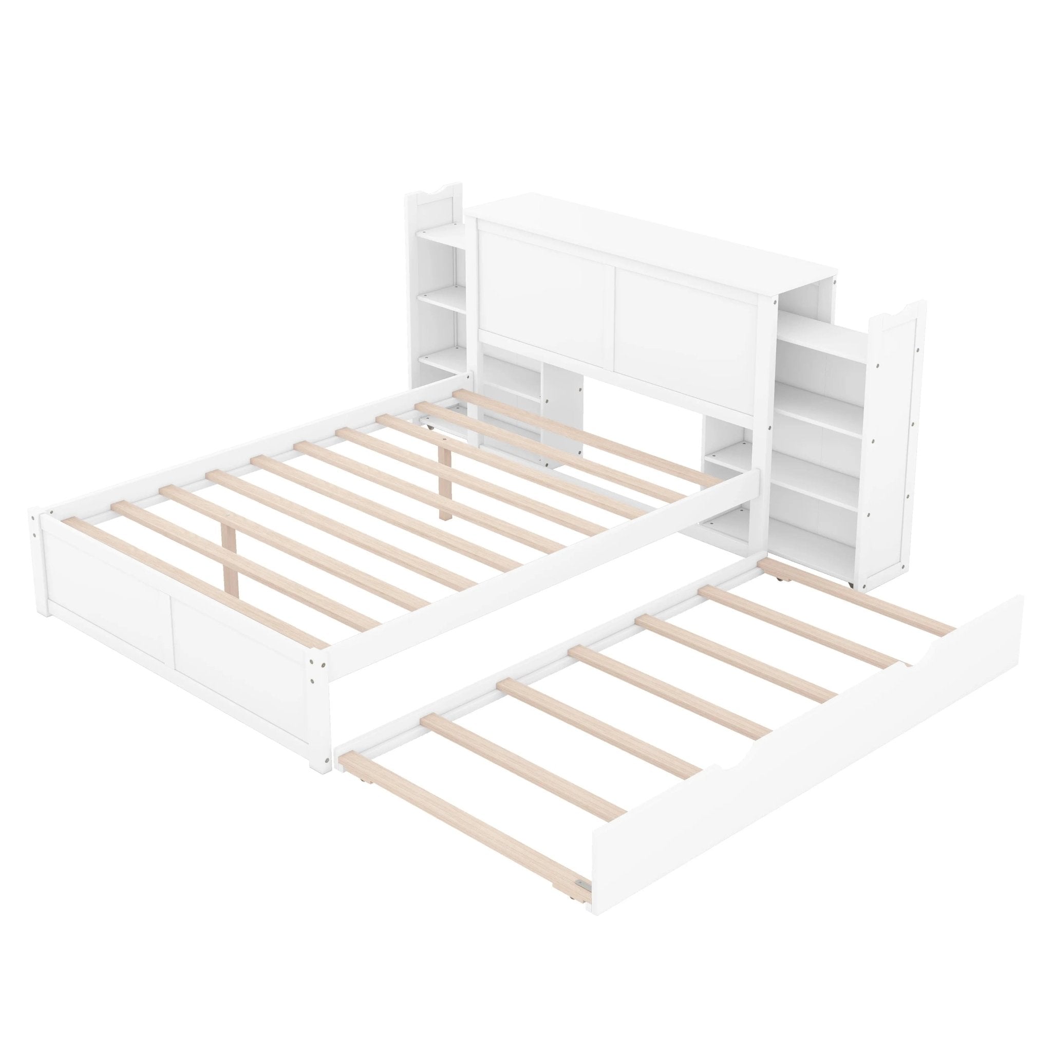 Bellemave® Storage Platform Bed with Pull Out Shelves and Trundle - Bellemave