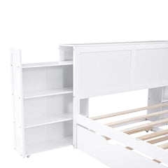 Bellemave® Storage Platform Bed with Pull Out Shelves and Trundle - Bellemave