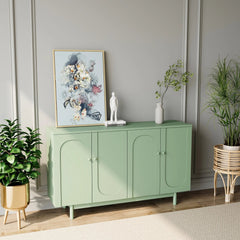 Bellemave® Stylish and Functional 4 - Door Intaglio Storage Cabinet with Solid Wood Legs and Pulls - Bellemave