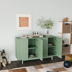 Bellemave® Stylish and Functional 4 - Door Intaglio Storage Cabinet with Solid Wood Legs and Pulls - Bellemave