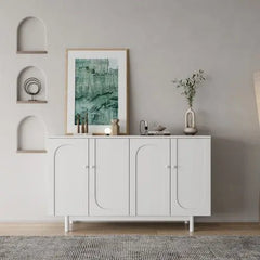 Bellemave® Stylish and Functional 4 - Door Intaglio Storage Cabinet with Solid Wood Legs and Pulls - Bellemave