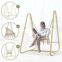 Bellemave® Swing Chair Handmade Macrame Swing Hammock Chair with Stand - Bellemave
