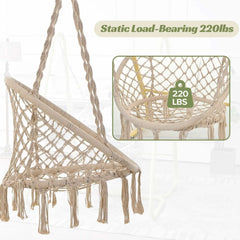 Bellemave® Swing Chair Handmade Macrame Swing Hammock Chair with Stand - Bellemave