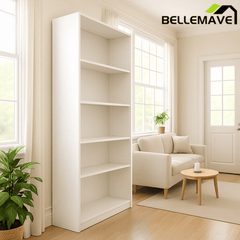 Bellemave® Tall 5 Shelf Bookcase, 5 Tier Bookshelf Storage Cabinet for Living Room, Bedroom or Home Office - Bellemave