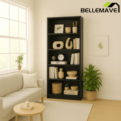 Bellemave® Tall 5 Shelf Bookcase, 5 Tier Bookshelf Storage Cabinet for Living Room, Bedroom or Home Office - Bellemave
