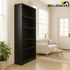 Bellemave® Tall 5 Shelf Bookcase, 5 Tier Bookshelf Storage Cabinet for Living Room, Bedroom or Home Office - Bellemave