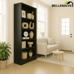 Bellemave® Tall 5 Shelf Bookcase, 5 Tier Bookshelf Storage Cabinet for Living Room, Bedroom or Home Office - Bellemave